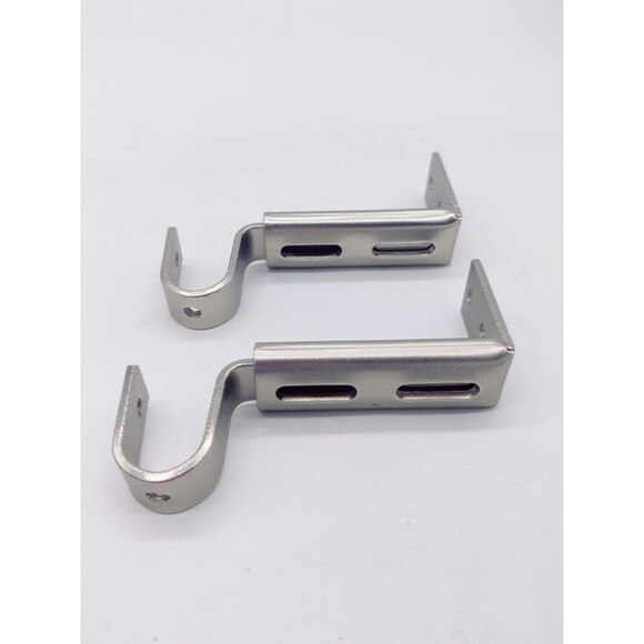Hardware Brackets For Curtain Rod Set of 4 Silver Adjustable 2 Unopened 2 Opened - Picture 6 of 11